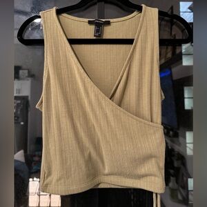 Green wrap top with tie on side
